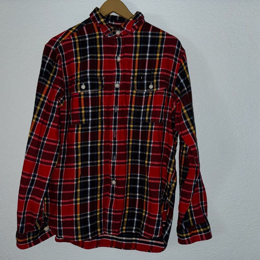 Polo Ralph Lauren Plaid Shirt Mens M Red Multicolor 100% Cotton Dual Pocket
